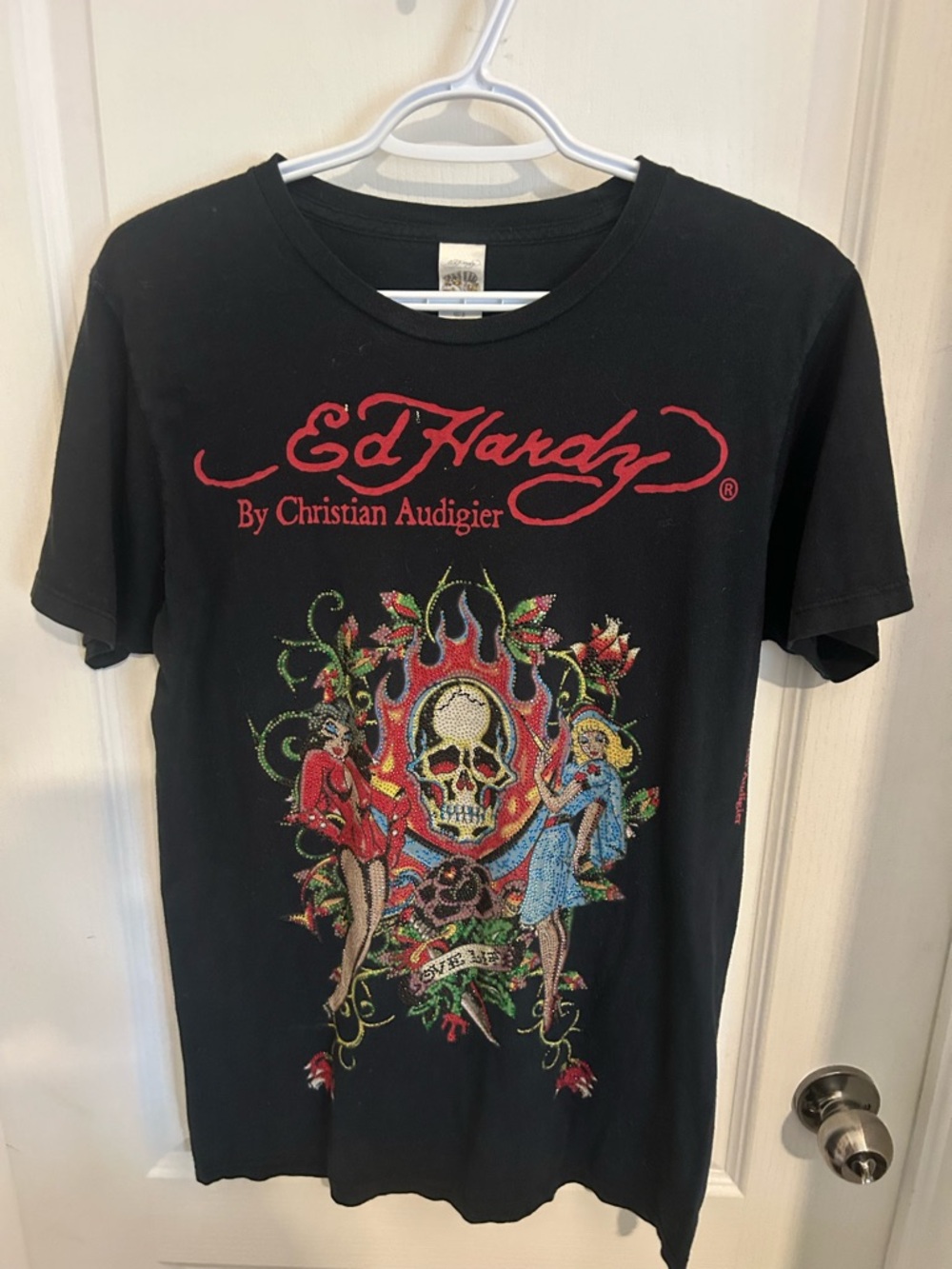 Ed Hardy- Christian Audigier Black Short Sleeve y2k Tee